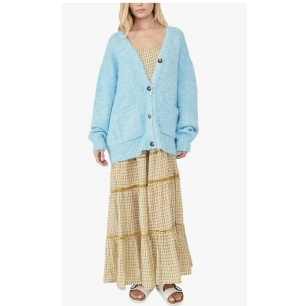 Free People Nevermind Cardigan In Butterfly Blue XS